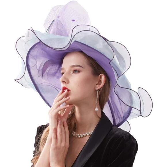 Women Organza Hat, Fascinator Hat Purple main image 6